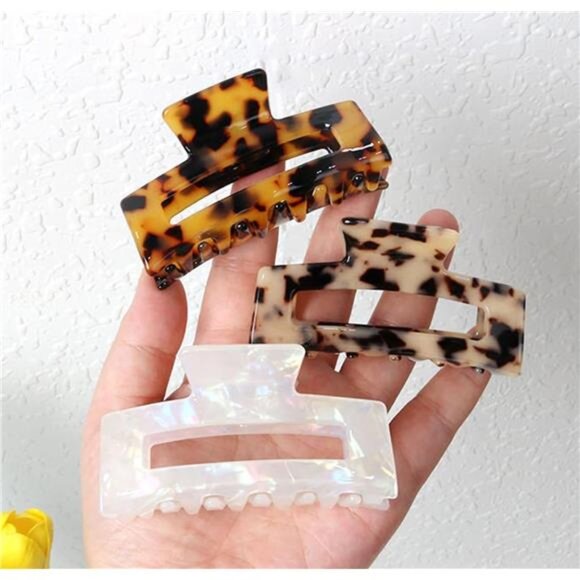 4Pcs Hair Claw Clips Banana Barrettes French Jaw Clips Leopard Mermaid Hairpins - Picture 6 of 8